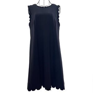 Lark & Ro Black Scalloped Knit Sleeveless Sheath Mini Dress Neutral Size Small